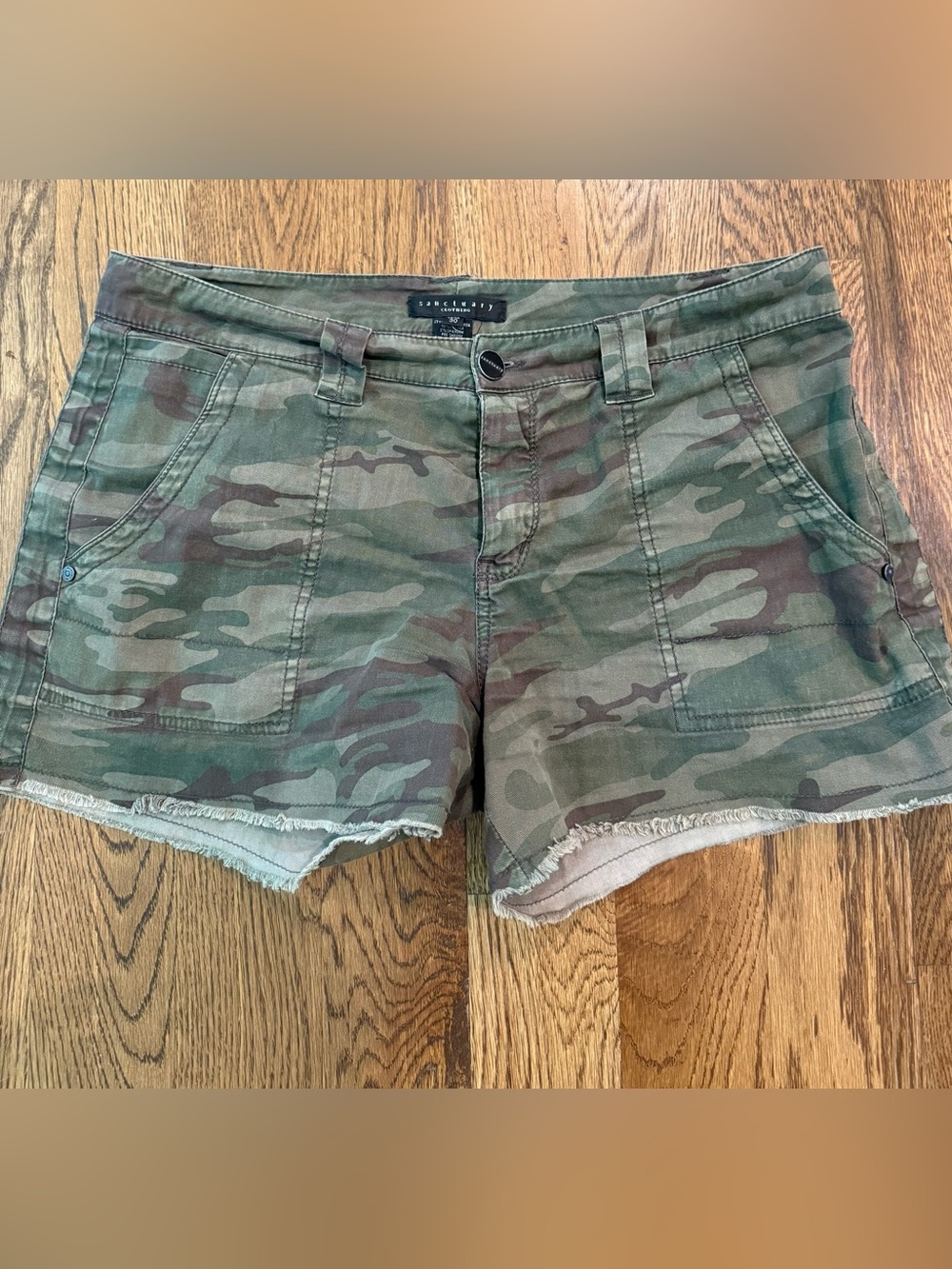 Sanctuary Camo Utility Shorts - Olive & Brown